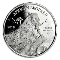 Ghana - 5 Cedis Afrikanischer Leopard 2018 - 1 Oz Silber