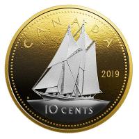 Kanada - 0,10 CAD Big Coin Bluenose - 5 Oz Silber Gilded