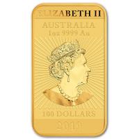 Australien 100 AUD Drachen Barren 2019 1 Oz Gold Rückseite