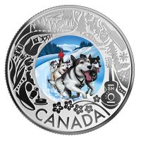 Kanada - 3 CAD Kanadaserie: Hundeschlittenrennen - Silber Proof