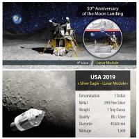 USA - 1 USD Silver Eagle Lunar Module 2019 - 1 Oz Silber Color