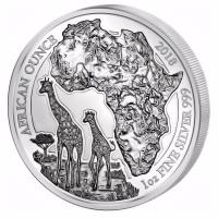 Ruanda - 50 RWF African Ounce Giraffe 2018 - 1 Oz Silber PP