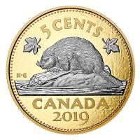 Kanada - 0,05 CAD Big Coin Biber - 5 Oz Silber Gilded