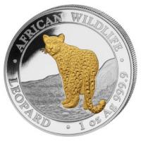Somalia - African Wildlife Leopard 2018 - 1 Oz Silber Gilded