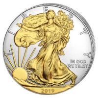 USA - 1 USD Silver Eagle 2019 - 1 Oz Silber Gilded