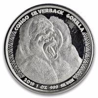 Kongo - 5000 Francs Gorilla 2019 - 1 Oz Silber Prooflike