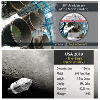 USA - 1 USD Silver Eagle Triebwerke Saturn V 2019 - 1 Oz Silber Color