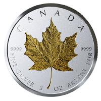 Kanada - 50 CAD 40 Jahre Maple Leaf 2019 - 3 Oz Silber Gilded
