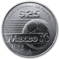 Mexiko - 25 Pesos WM1986 Fussball - Silbermnze