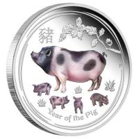 Australien - 2 AUD Lunar II Schwein 2019 - 2 Oz Silber ANDA