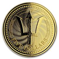 Barbados - 5 Dollar Trident Dreizack 2019 - 1 Oz Gold