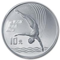 China - 10 Yuan Olympiade Barcelona 1992 Turmspringen 1990 - Silber PP