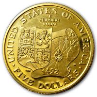 USA - 5 USD Christopher Columbus 1992 - 1/4 Oz Gold