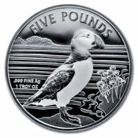 Alderney - 5 Pfund Puffin 2019 - 1 Oz Silber