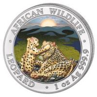 Somalia - African Wildlife Leopard 2019 - 1 Oz Silber Color