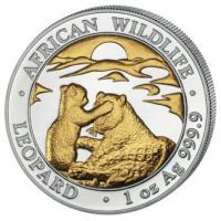 Somalia - African Wildlife Leopard 2019 - 1 Oz Silber Gilded