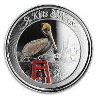 St. Kitts und Nevis - 2 Dollar EC8II Brauner Pelikan PP 2019 - 1 Oz Silber Color