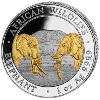 Somalia - African Wildlife Elefant 2020 - 1 Oz Silber Gilded