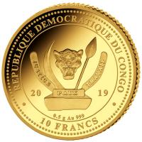 Kongo - 10 Francs Worlds Wildlife Giraffe 2019 - 0,5g Gold