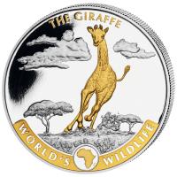 Kongo - 20 Francs Worlds Wildlife Giraffe 2019 - 1 Oz Silber Gilded