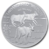 Gambia - 100 Endangered Wildlife Antilope 1995 - 1 KG Silber PP