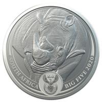 Sdafrika 5 Rand Big Five Rhino 2020 1 Oz Silber Rckseite