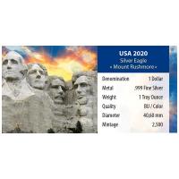 USA - 1 USD Silver Eagle Landmarks: Mount Rushmore - 1 Oz Silber Color