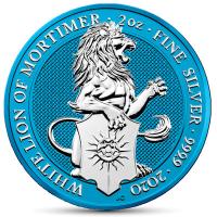 Grobritannien - 5 GBP Queens Beasts White Lion Space Blue 2020 - 2 Oz Silber