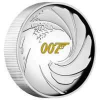 Tuvalu - 1 TVD James Bond Gun Logo Gold 2020 - 1 Oz Silber PP HR
