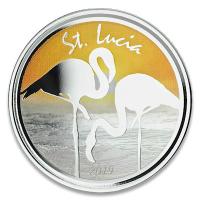 St. Lucia - 2 Dollar EC8II Flamingo 2019 - 1 Oz Silber Color