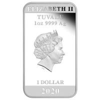 Tuvalu - 1 TVD Lucky Cat 2020 - 1 Oz Silber Proof Color