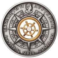 Australien - 2 AUD Voyage of Discovery Endeavour 2020 - 2 Oz Silber AntikFinish