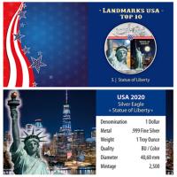 USA - 1 USD Silver Eagle Landmarks: Freiheitsstatue - 1 Oz Silber Color