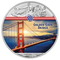 USA - 1 USD Silver Eagle Landmarks: Golden Gate Bridge - 1 Oz Silber Color
