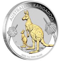 Australien - 1 AUD PerthMint Knguru 2020 - 1 Oz Silber Gilded