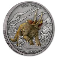 Niue - 2 NZD Dinos: Triceratops 2020 - 1 Oz Silber