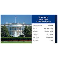 USA - 1 USD Silver Eagle Landmarks: White House - 1 Oz Silber Color