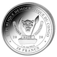 Kongo - 20 Francs Prähistorisches Leben (1.) T-Rex - 1 Oz Silber