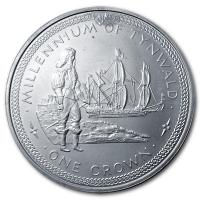 Isle of Man - 1 Crown Millennium of Tynwald Figure and Ship - Silber