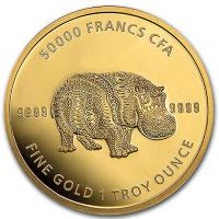 Tschad - 5000 Francs Mandala Hippo 2020 - 1 Oz Gold (RAR)
