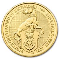 Grobritannien - 100 GBP Queens Beasts White Greyhound 2021 - 1 Oz Gold