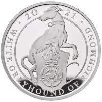 Grobritannien - 2 GBP Queens Beasts White Greyhound 2021 - 1 Oz Silber PP