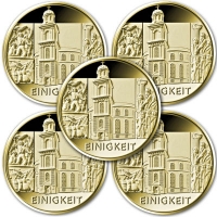 Deutschland - 5*100 EURO Säulen der Demokratie 1: Einigkeit 2020 - 5*1/2 Oz Gold