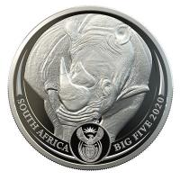 Sdafrika - 50 Rand Big Five Rhino 2020 - 1 Oz Platin