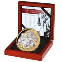 Niue - 10 NZD The Great Lunar Race 2021 - 5 Oz Silber PP Gilded