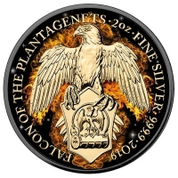 Großbritannien - 5 GBP Queens Beasts Burning Falcon 2019 - 2 Oz Silber Ruthenium