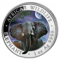 Somalia - African Wildlife Elefant Tag und Nacht Set 2021 - 2*1 Oz Silber