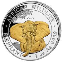 Somalia - African Wildlife Elefant 2021 - 1 Oz Silber Gilded