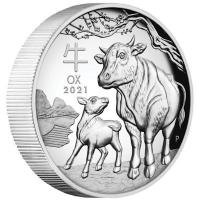 Australien - 1 AUD Lunar III Ochse 2021 - 1 Oz Silber HighRelief