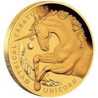 Australien - 100 AUD Mythical Creatures Unicorn/Einhorn 2021 - 1 Oz Gold PP